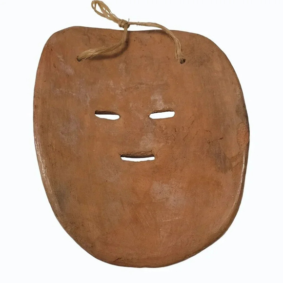 Vtg Mexican Ceramic Hanging Mask Folk Art Hand Made/Painted Native Dancers CHIP - Picture 8 of 10